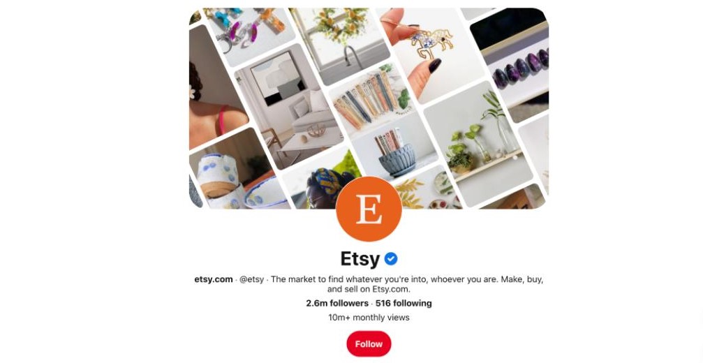 Etsy is using Pinterest Marketing successfully to promote their brand