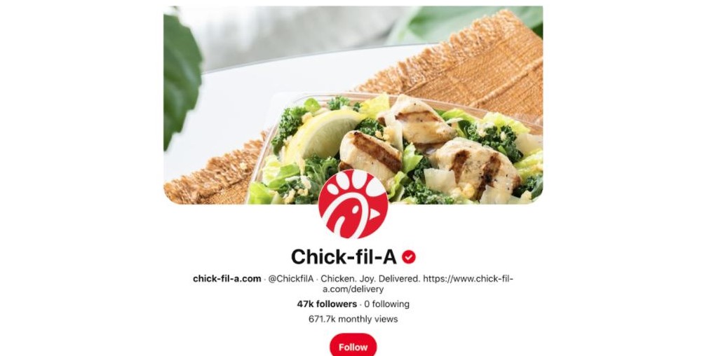 Chick-fil-A is using Pinterest Marketing successfully to promote their brand